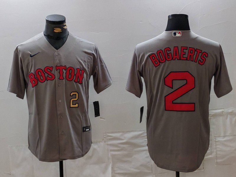 Men Boston Red Sox #2 Bogaerts Grey Game 2025 Nike MLB Jersey style 2->boston red sox->MLB Jersey